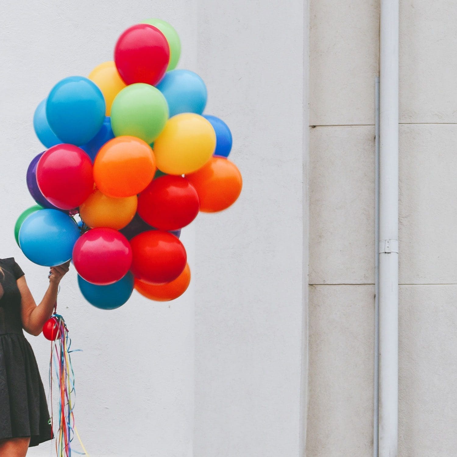 Large rainbow balloon bouquet